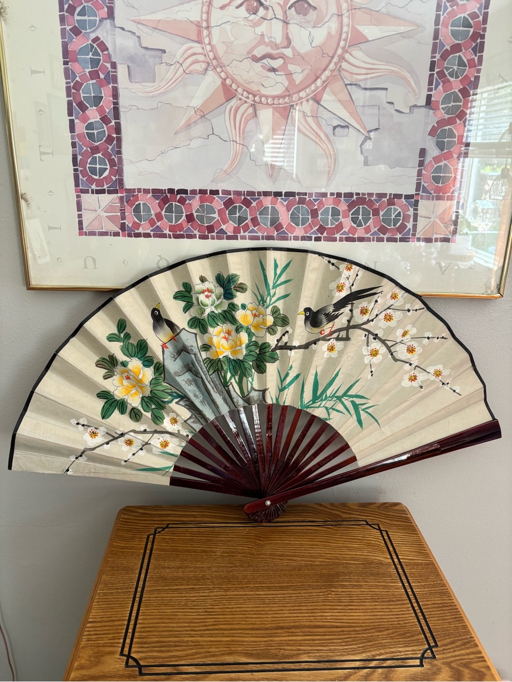 Hand-Painted Vintage Oriental Folding Fan